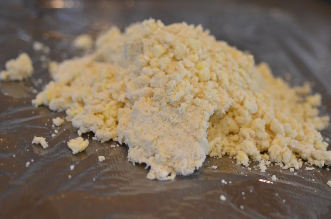Dough turned out onto plastic wrap