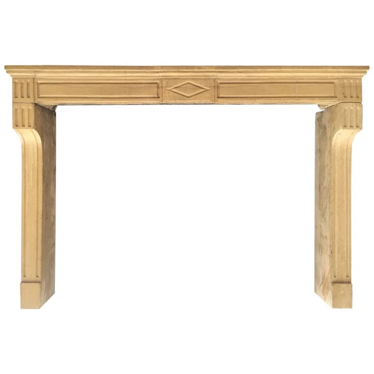 French Antique Stone Fireplace 19th Century