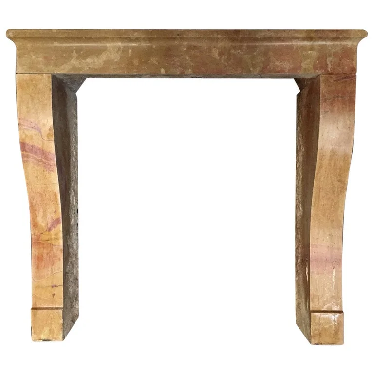 French Antique Stone Fireplace 19th Century