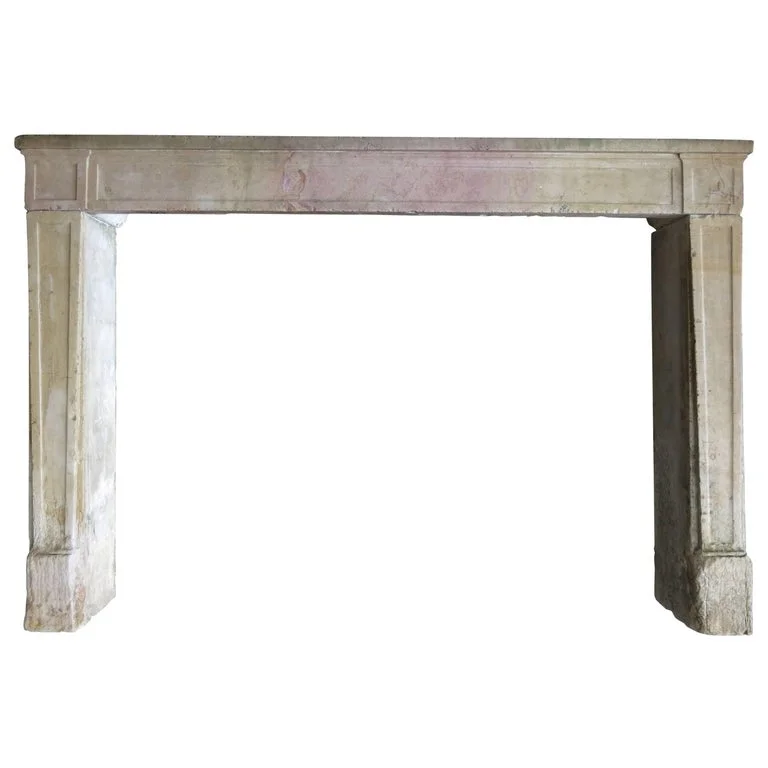 French Antique Stone Fireplace 19th Century