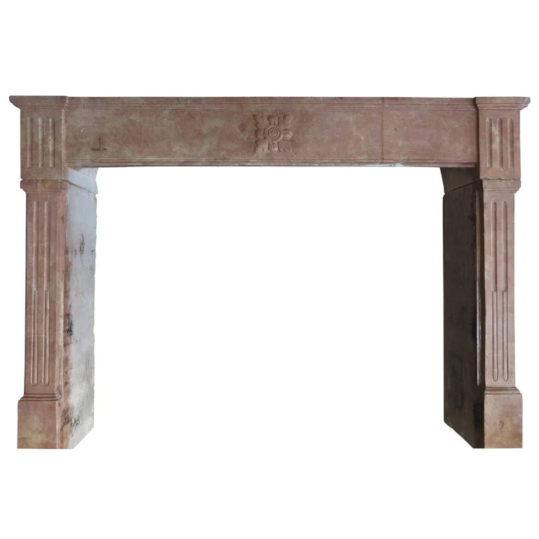 French Antique Stone Fireplace 19th Century