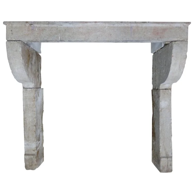 French Antique Stone Fireplace 19th Century