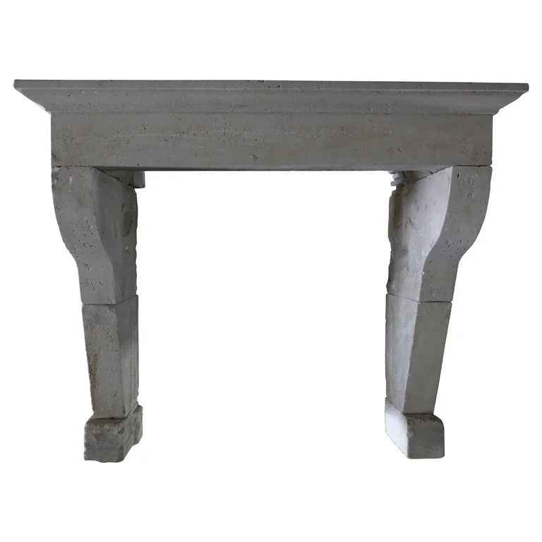 French Antique Stone Fireplace 19th Century