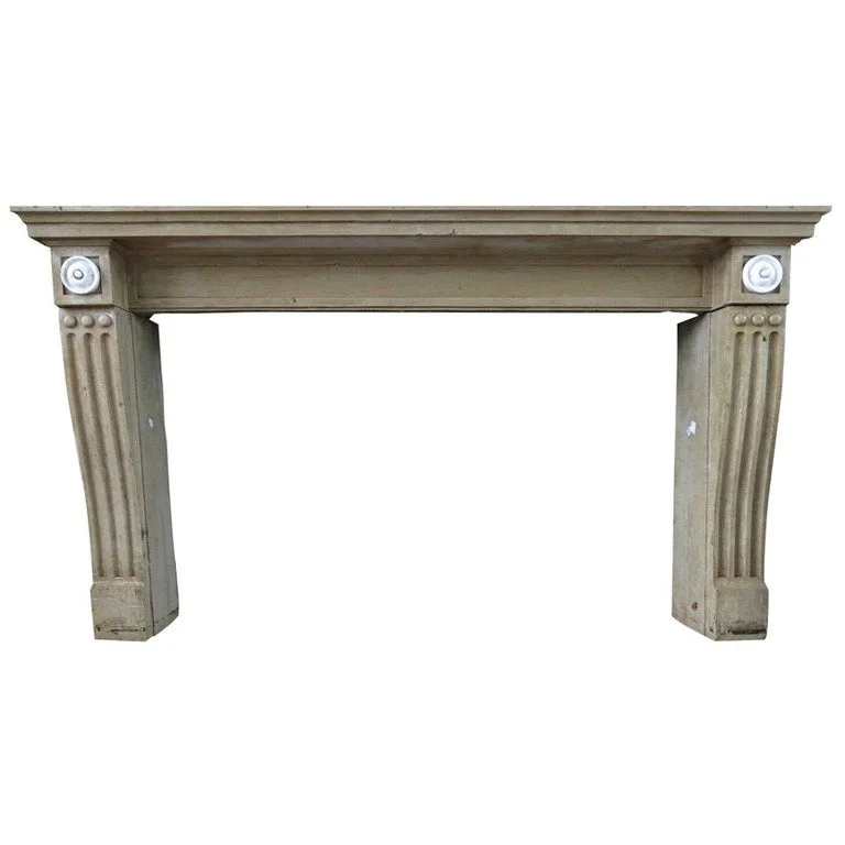 French Antique Stone Fireplace 19th Century