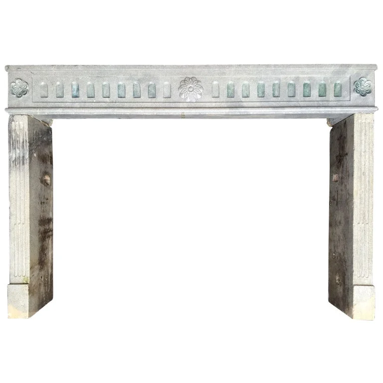 French Antique Stone Fireplace 19th Century
