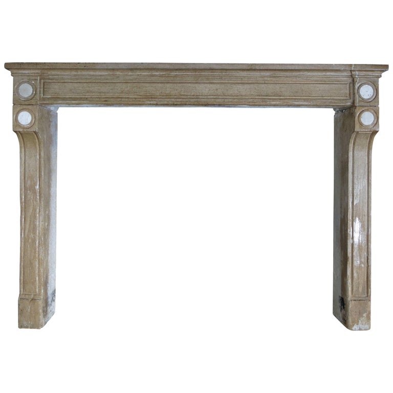 French Antique Stone Fireplace 19th Century