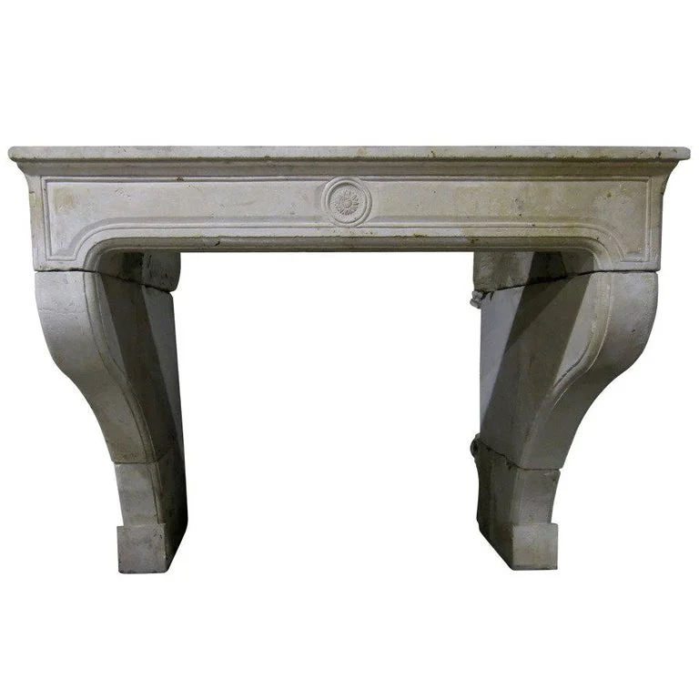 French antique limestone fireplace Louis XIV Style 18th century