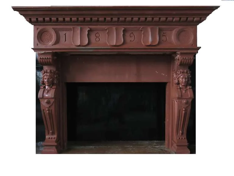 French antique sandstone fireplace Renaissance Style dated 1895