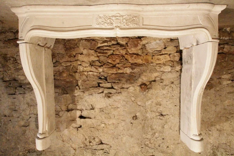 French antique limestone fireplace 18th Century 