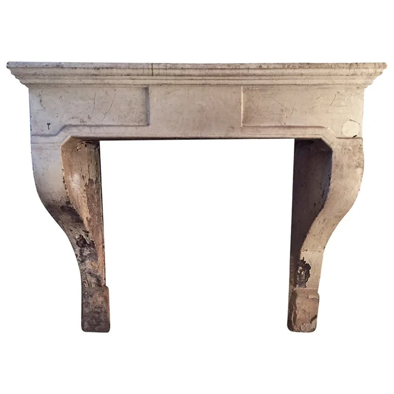 French antique limestone fireplace 18th Century 