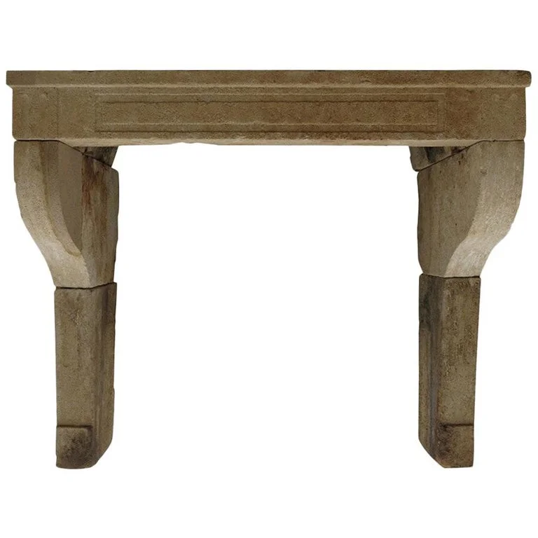 French Antique Stone Fireplace 19th Century