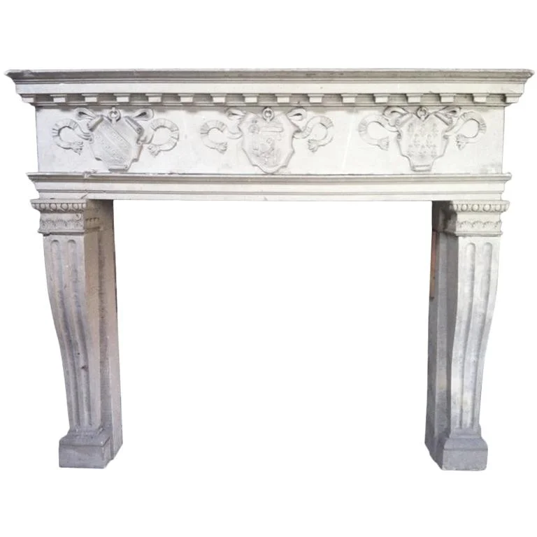 French Renaissance Style Fireplace Hard-Plaster 19th century France