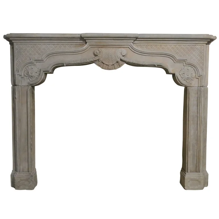 French antique stone fireplace Louis XIV Style 19th century