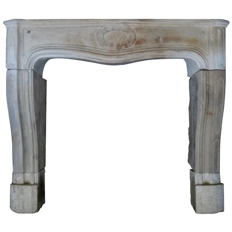 French antique stone fireplace 19th century France