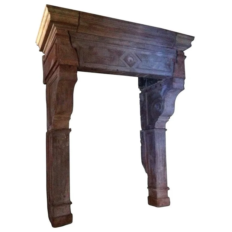 French antique Renaissance Style fireplace Sandstone 19th century France