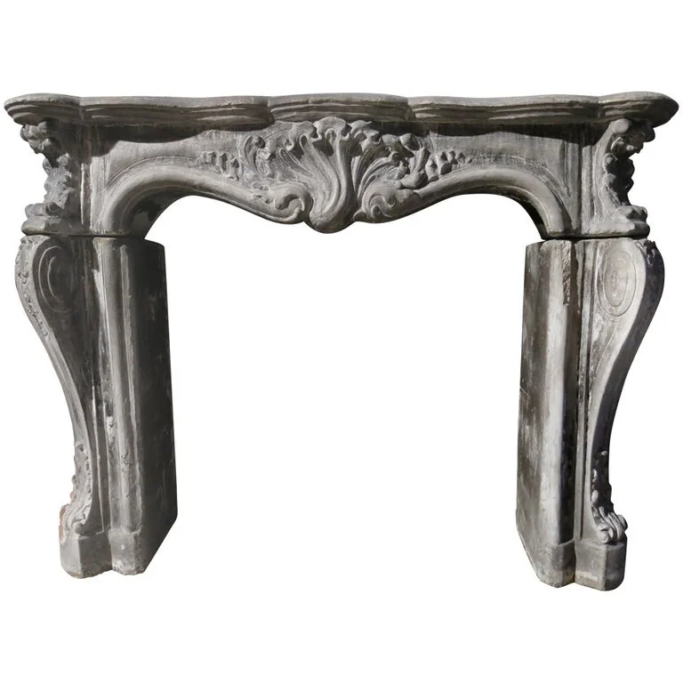 French Louis XV Style fireplace, cast-stone 20th century, France