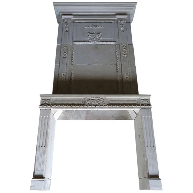 French antique fireplace Louis XVI Style with Trumeau Music attributs 19th century France