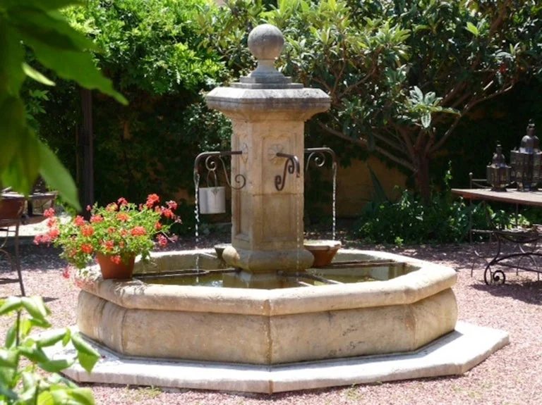 French Provence limestone fountain South of France