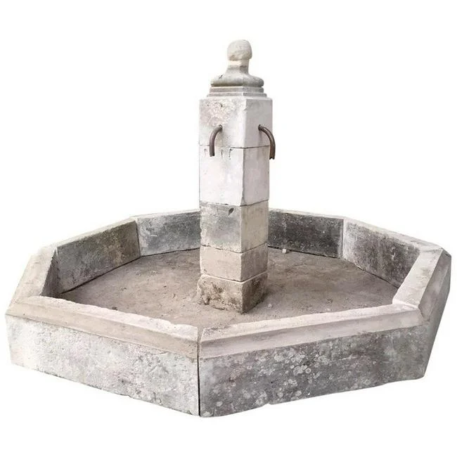 French antique limestone fountain late 20th Century France