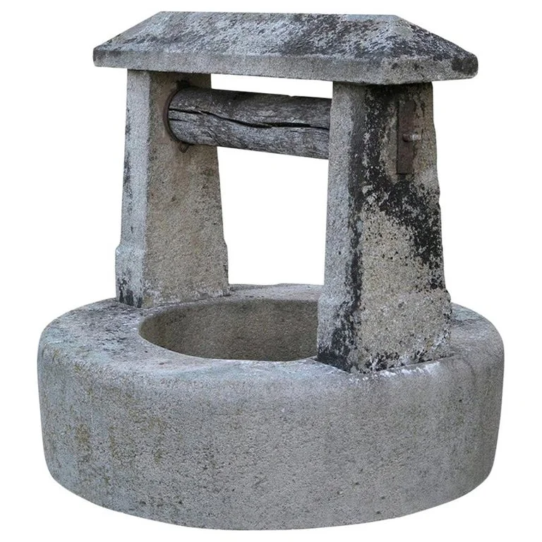 French antique stone wishing well 1800s Chateaux France