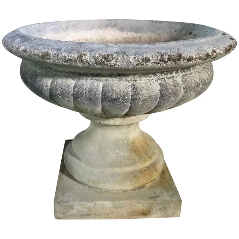 French Medici Vase hand-carved limestone 20th century France