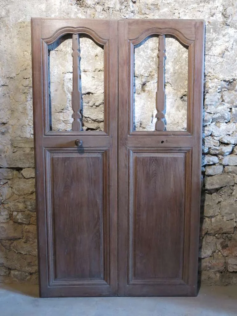 French antique wood doors Abbaye 19th century France
