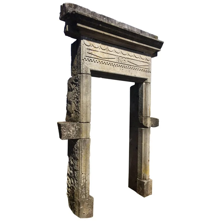 French antique door surround limestone 19th century France