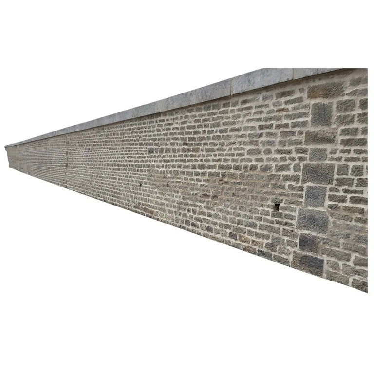 French antique limestone wall 18th century France