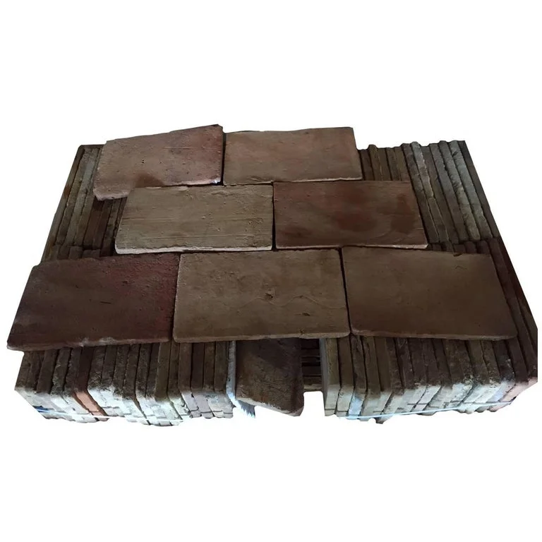 French antique terra cotta pare-feuille flooring 19th century France