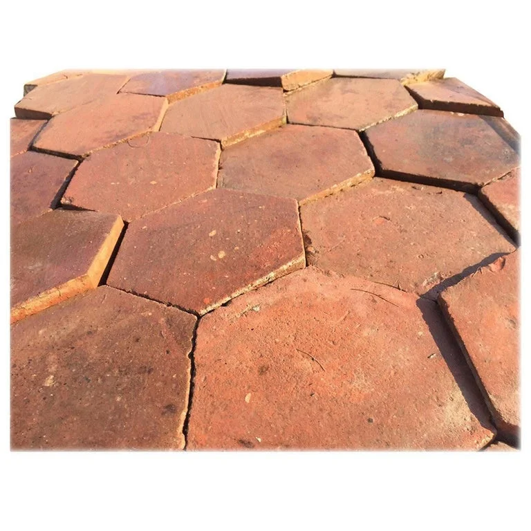 French antique terracotta hexagonal flooring 18th century France