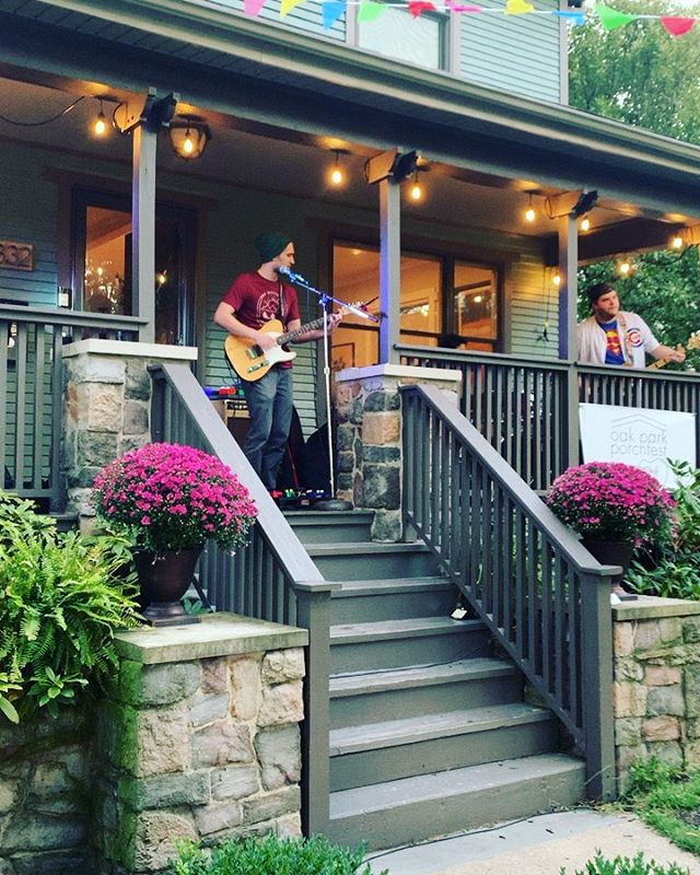 We hosted a mini music fest at our house this wknd - suck it riot fest!!! Thanks so much to @op_porchfest for bringing the party and to the amazing @moderndaybreakband and @these_peaches for rocking the house (literally). Also there was a food truck 