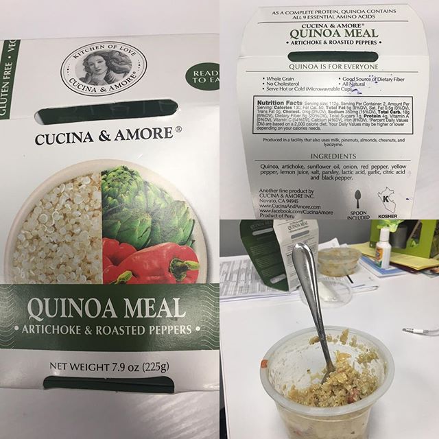 Just when I thought @wholefoods couldn't make me any happier...I found this! Yummy quinoa meal for people on the go- it even came with a spoon. Too much sodium for sure but good ingredients otherwise 👍🏻👩🏼&zwj;🌾Find new ways to make healthy food 