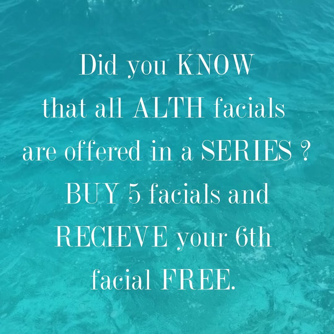 If you are an ALTH facial client, do you do a series? If not, here is your sign you need to ✨

How it works 👉🏻
The next time you are in with your favorite Esti, buy a series of 5 of your go to facial at checkout and your 6th will be on us. It&rsquo