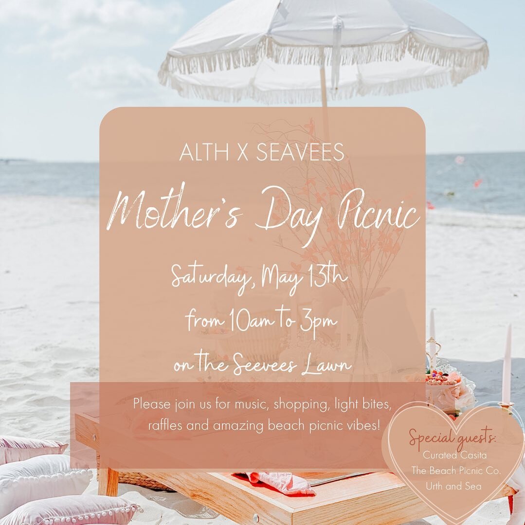 You&rsquo;re invited to our Mother&rsquo;s Day Pop up! 💕

When: This Saturday, May 13th
 from 10am to 3pm

Where: The Seevees Lawn (directly next door to ALTH). 

We are celebrating all the mamas this Saturday with music, light bites, shopping and a