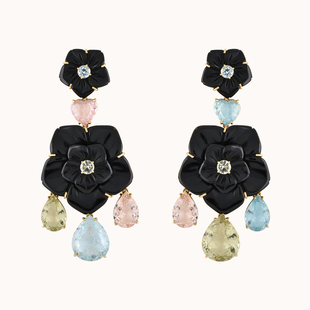 Irene Lummertz Jewelry— Onyx Camellia Earrings