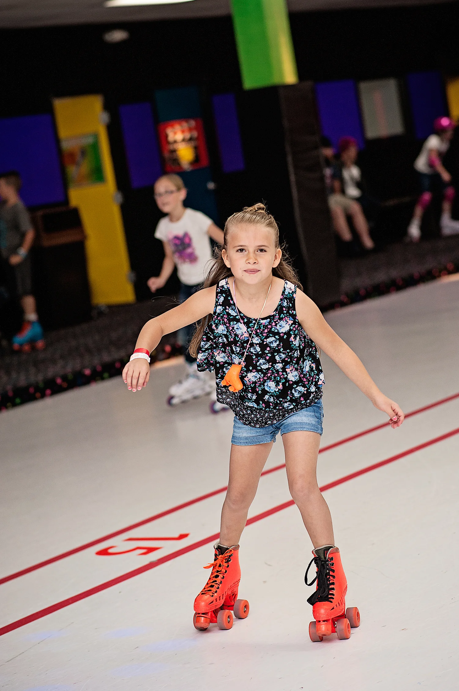  girl concentrates on skating 