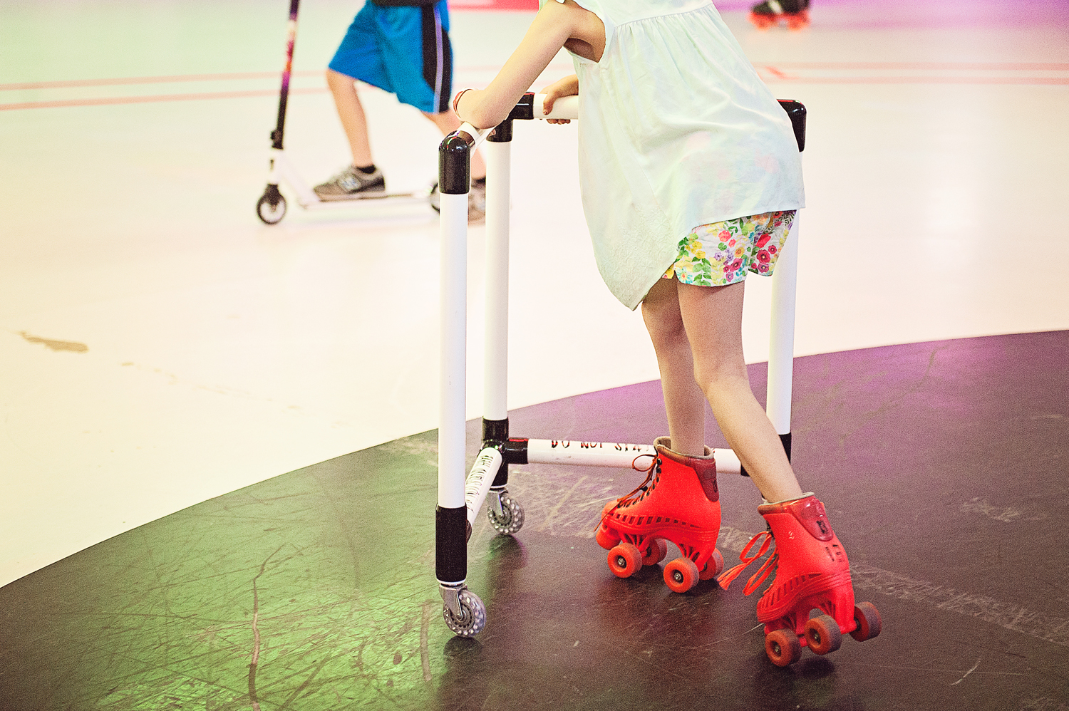  skate mate and classic fun center skates being used by little girl 