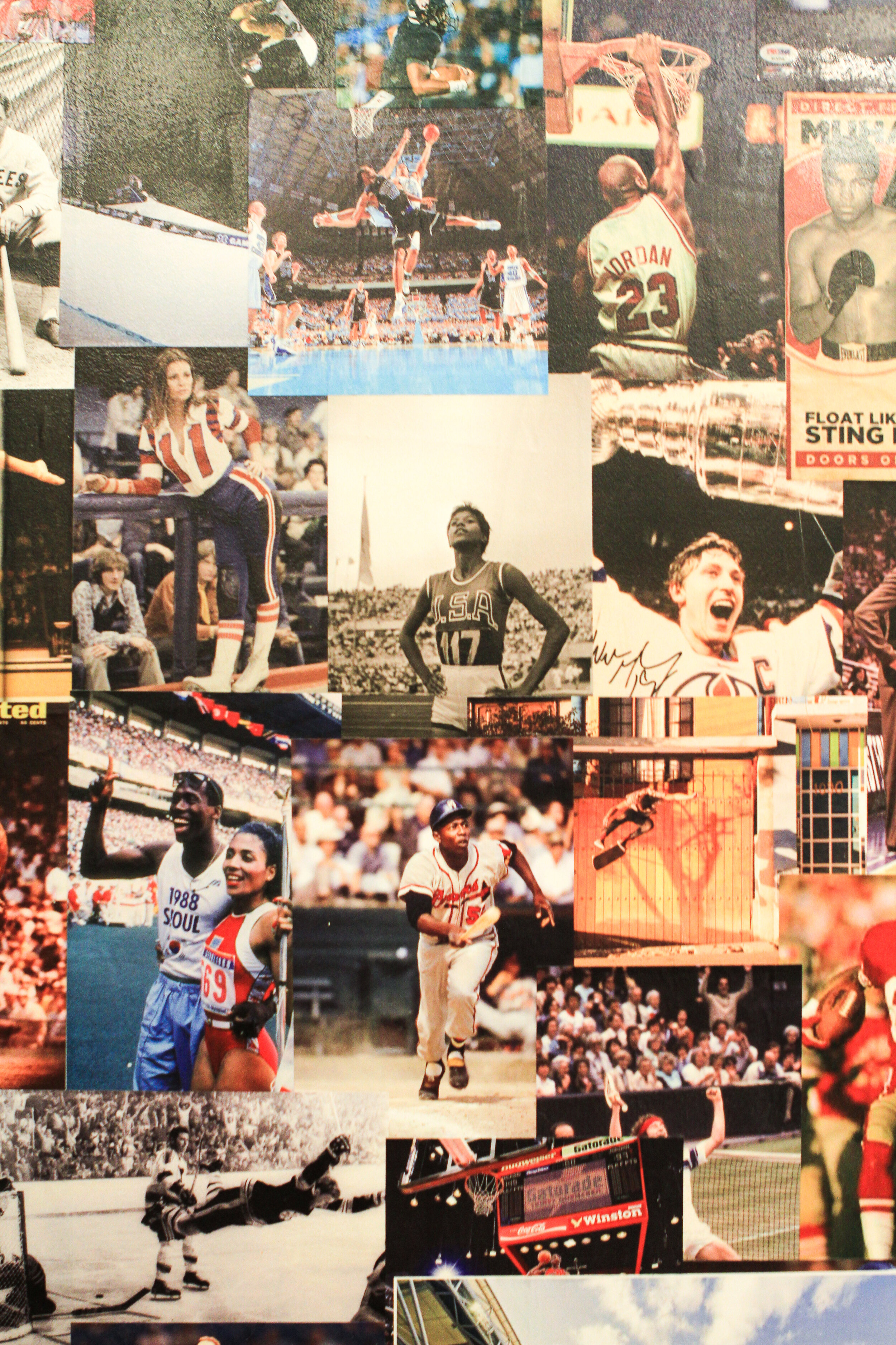  wall collage of sports pictures 