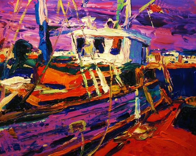 On the Dock, ACRYLIC/BOARD, 16X20"