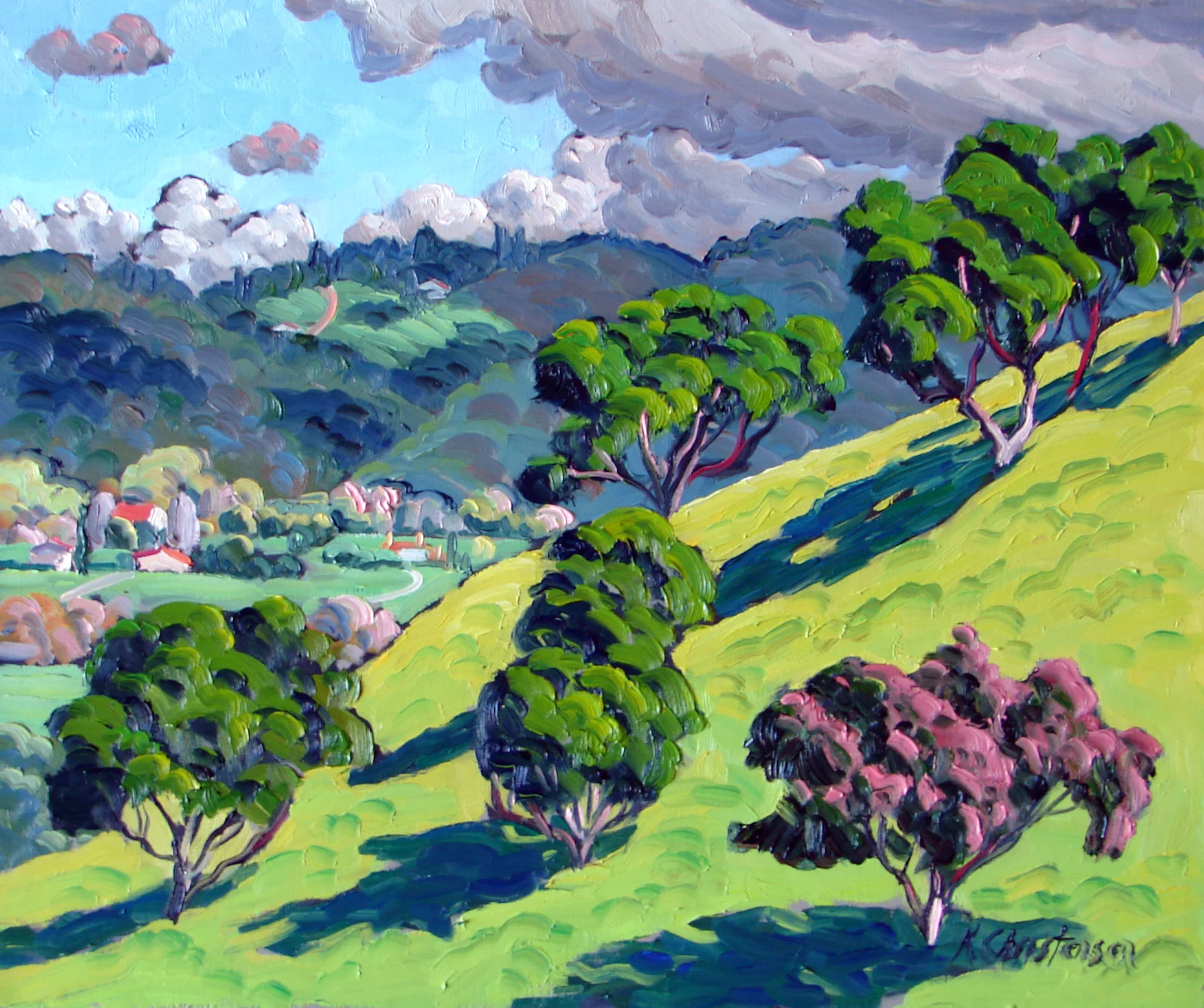 Oak Trees on hillside, Oil, 20 x 24