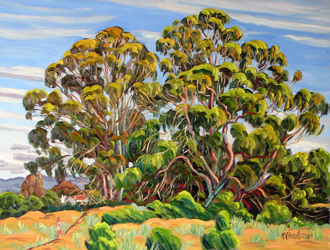 Two Eucalyptus, Oil, 30 x 40