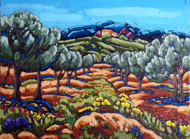 Olive Trees in Provence, Oil on Canvas, 18x24