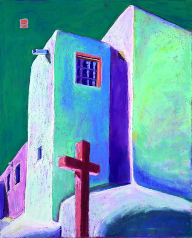 Church at the Crossroads - Janos, pastel, 24x30