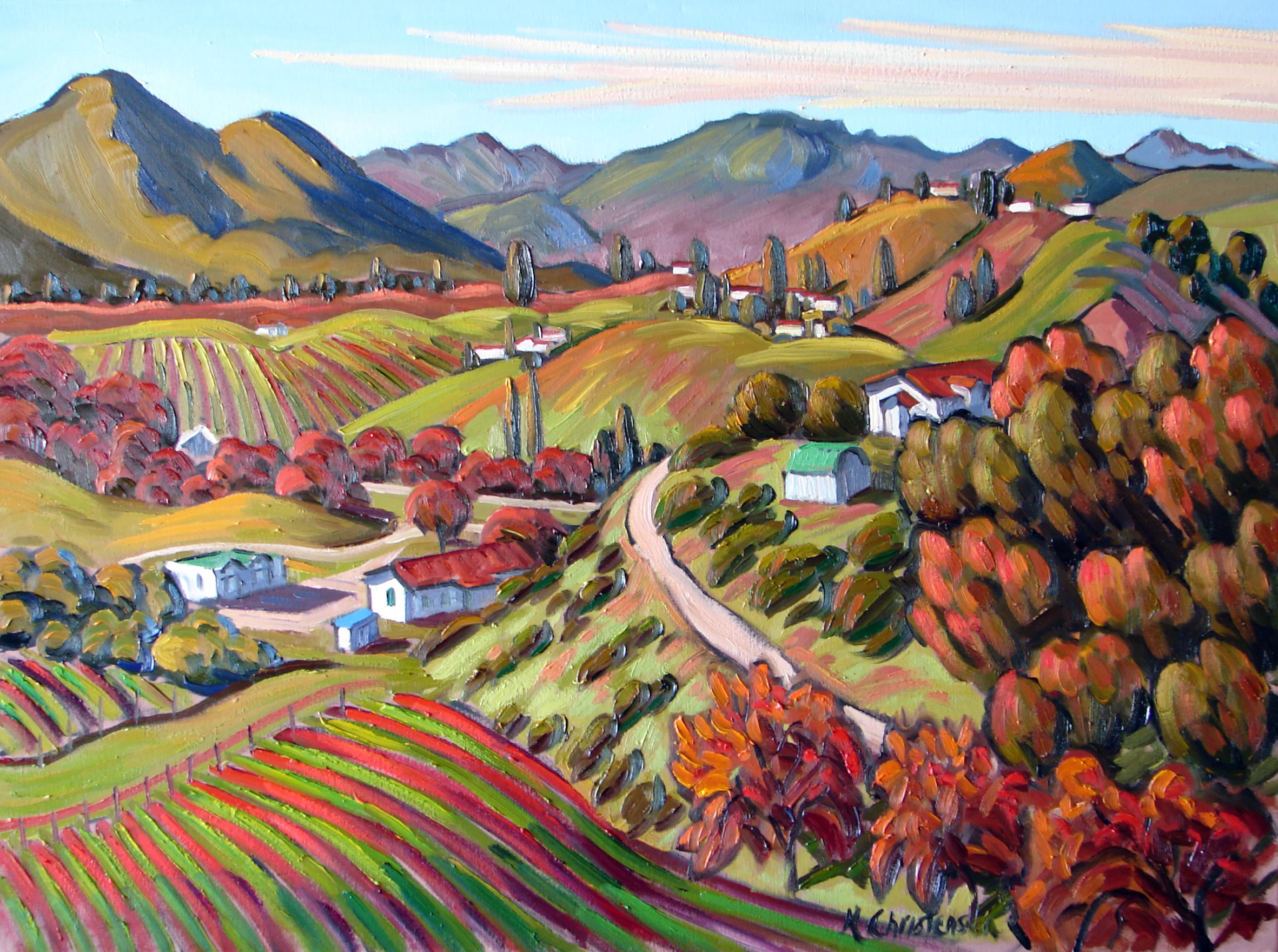 Vineyards in the Fall, oil, 30x40
