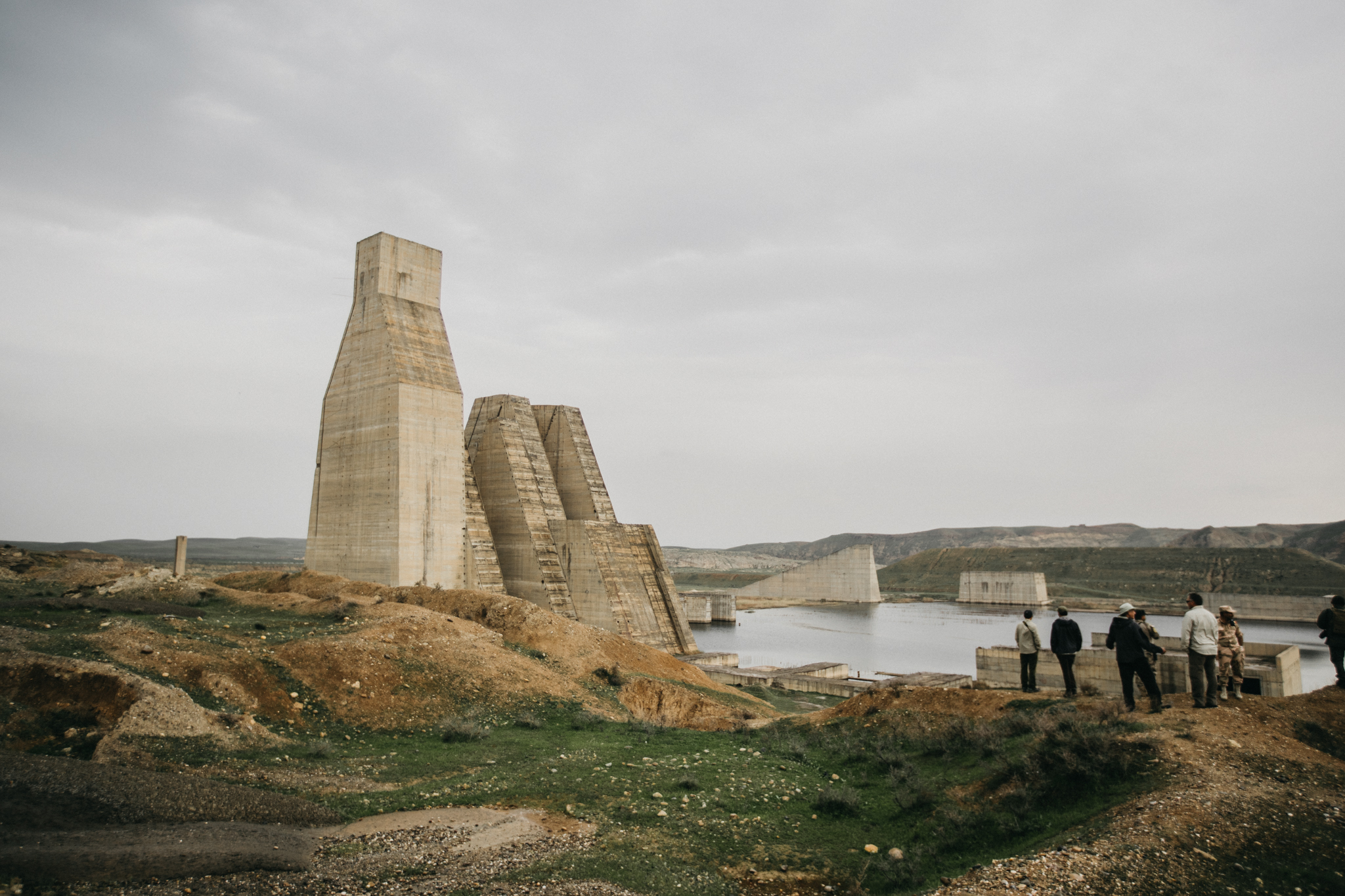About a mile from where we initially set up our first feeding location was this HUGE unfinished dam from Saddam era. 