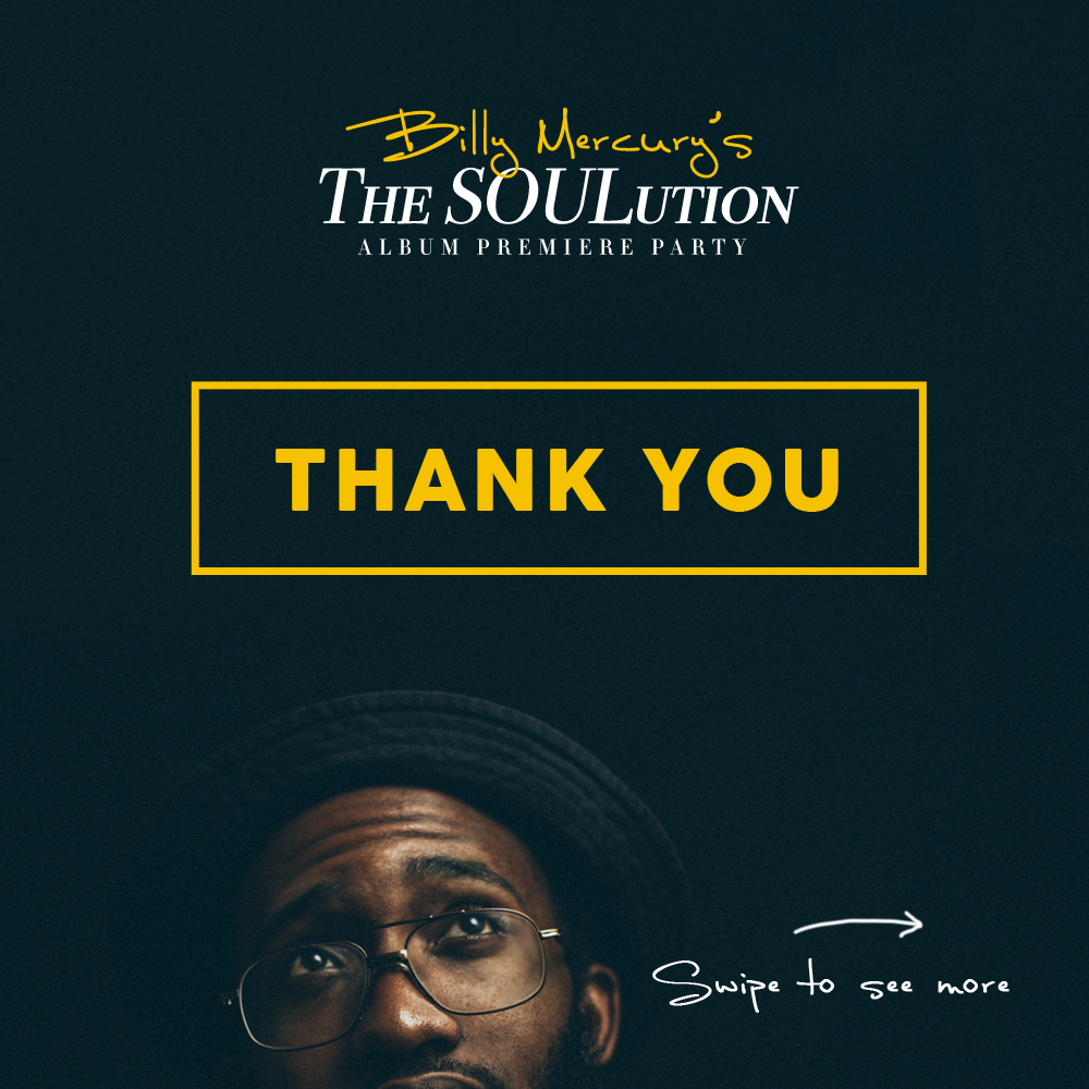 Peace peace! On behalf of the team and I we just want to say THANK YOU! Without you, the listening party wouldn't have been as special as it was. I'm already looking forward to the next time we all can groove together! Be on the lookout for the album to be at your disposal Thursday, June 29th! #JoinTheGroovement Your favorite soul brotha, Billy Mercury