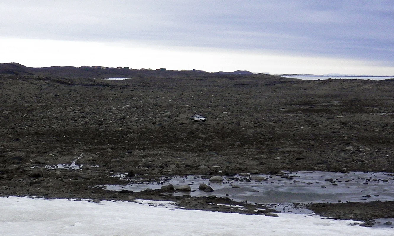 Image: Adam's Flat - A hyper arid sampling site. Image taken by the Australian Antarctic Division (AAD). 