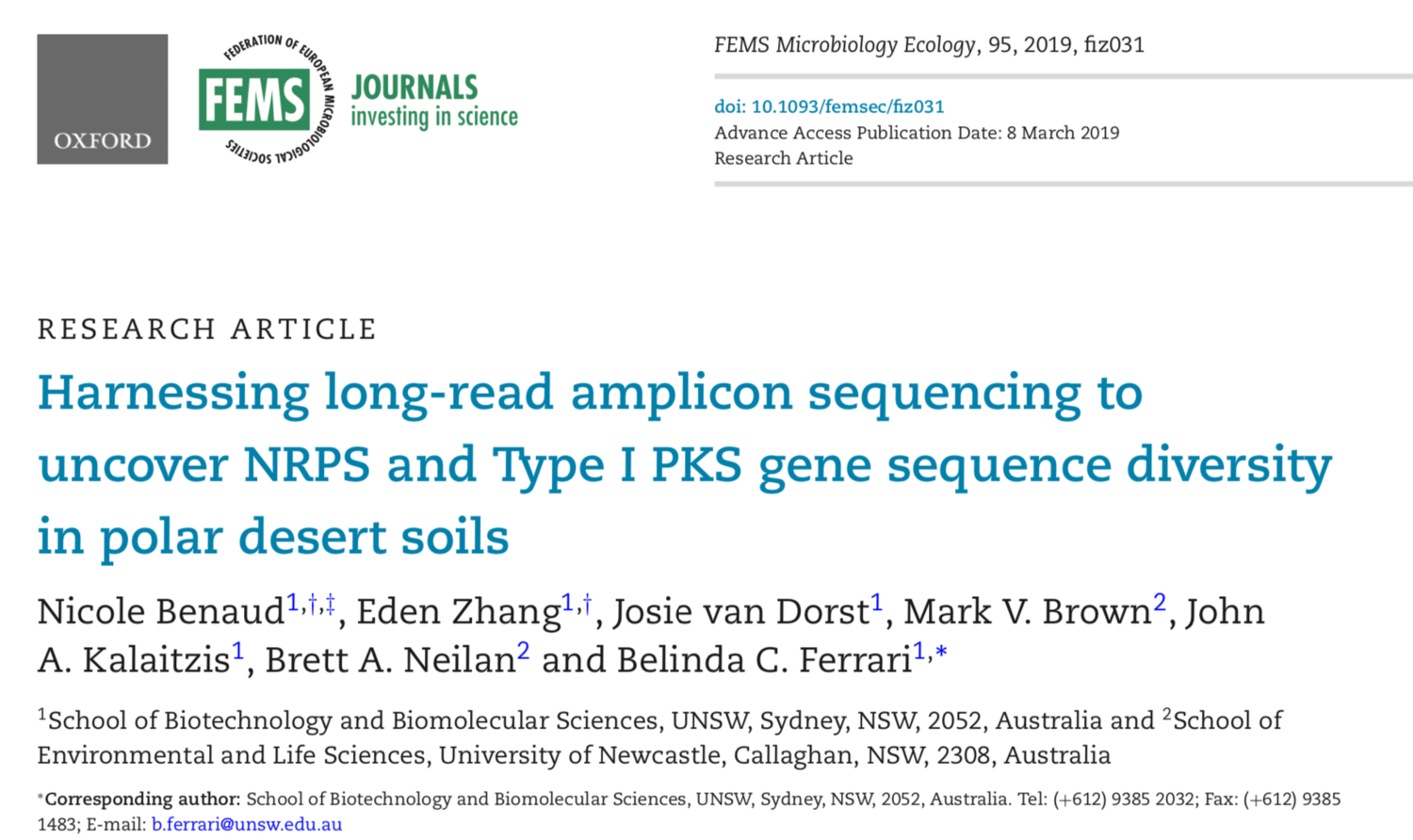 New paper! If you would like to know more about Natural Product-Encoding Genes in Polar Soils clic here for more info.