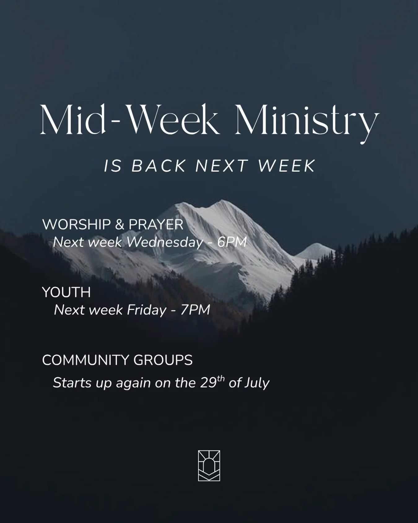 We&rsquo;re excited to get back into all our weekly ministry next week! Take a look at our opening dates 🙌🏻