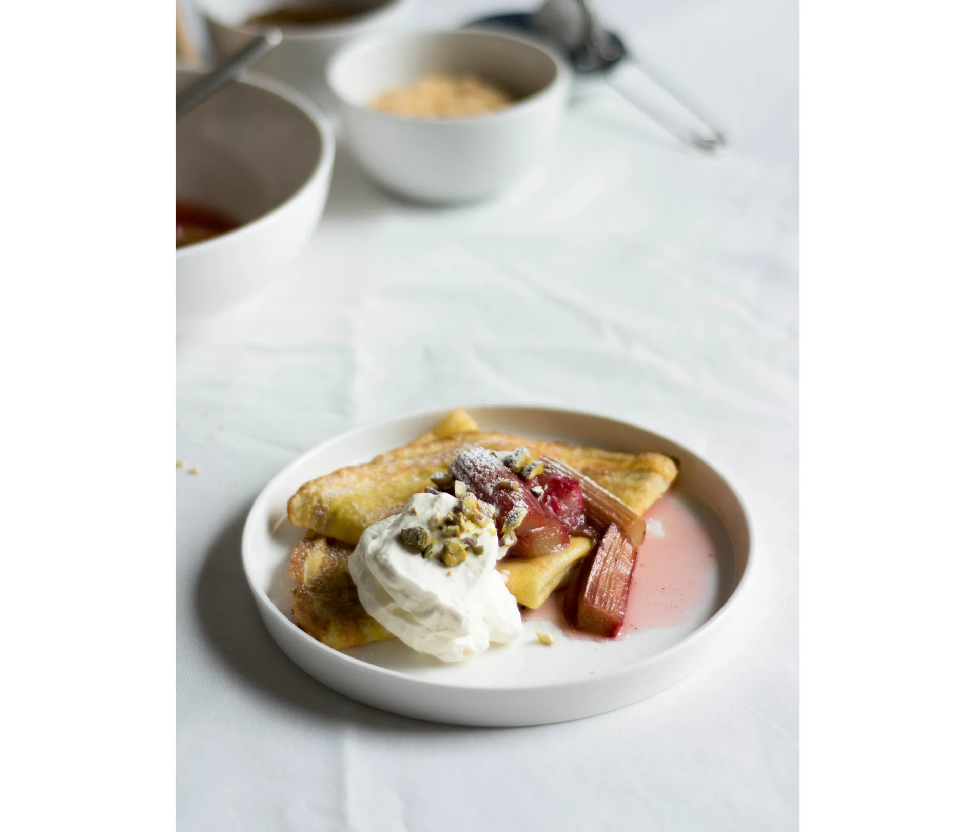 my childhood crêpes w/ yossy's vanilla roasted rhubarb